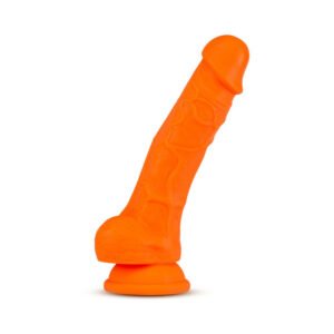 Alternative view of Neo Elite 7.5 in. Silicone Dual Density Dildo with Balls Neon Orange