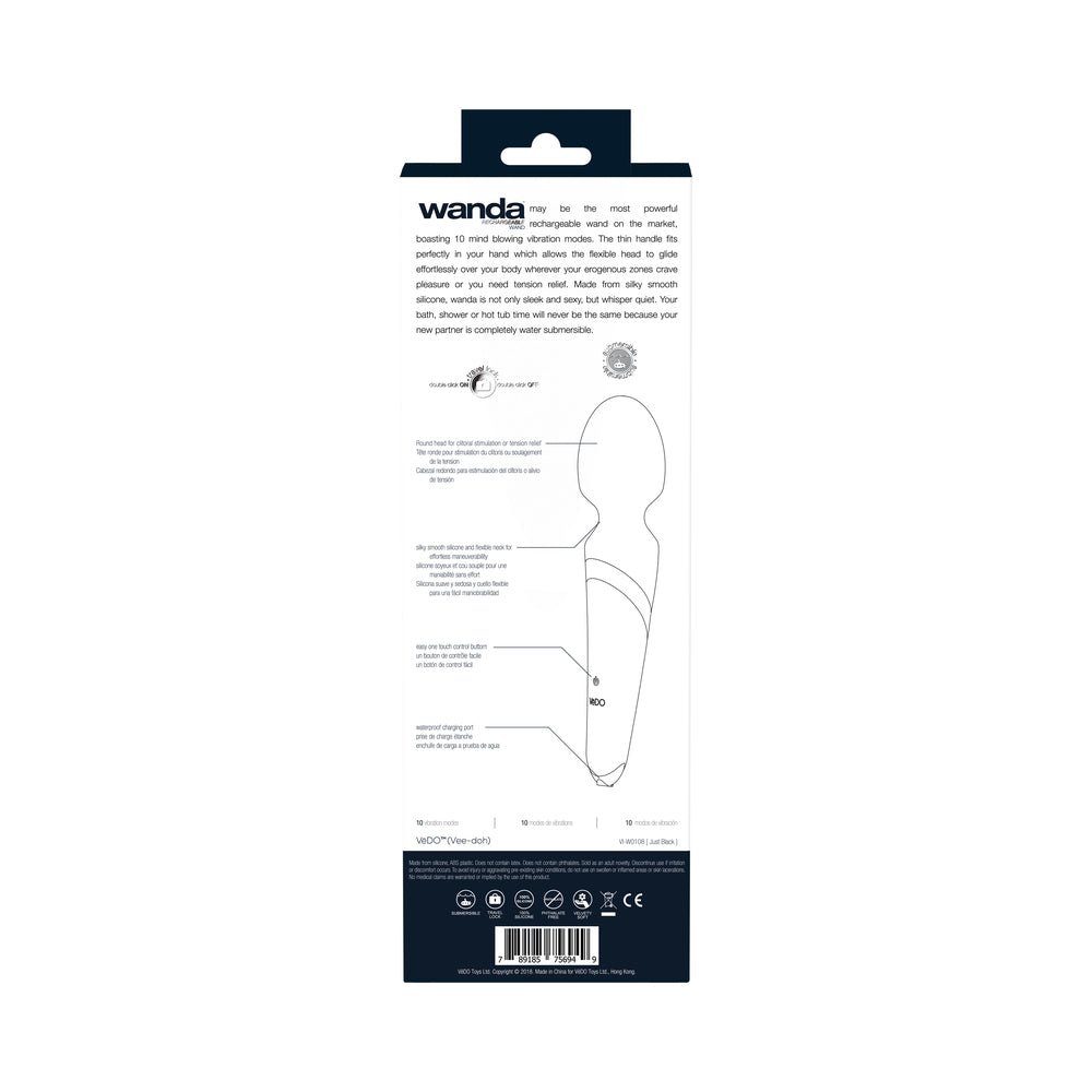 VeDO Wanda Rechargeable Wand Vibe - Just Black - Image 8