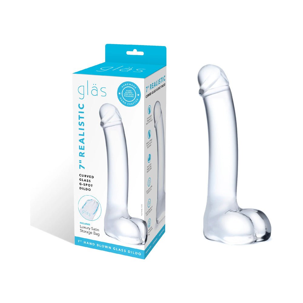 Glas 7 in. Realistic Curved Glass G-Spot Dildo