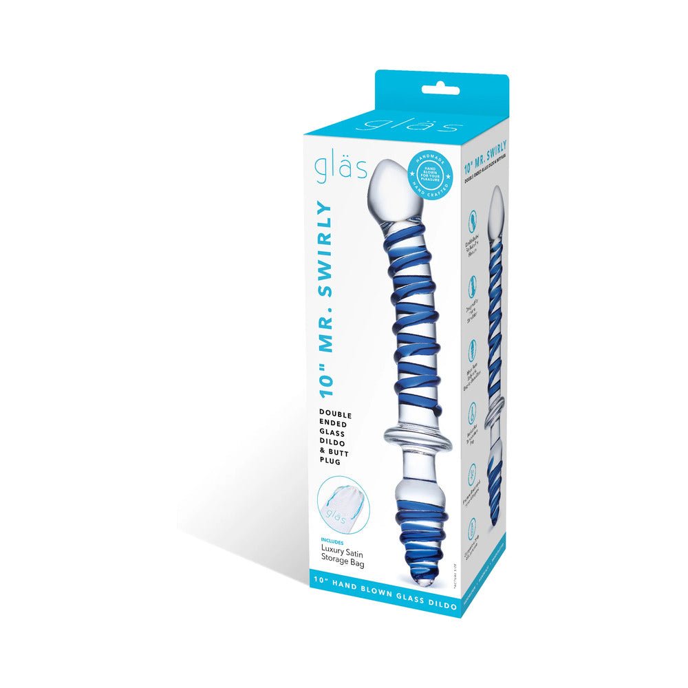 Glas 10 in. Mr. Swirly Double Ended Glass Dildo & Butt Plug - Image 8
