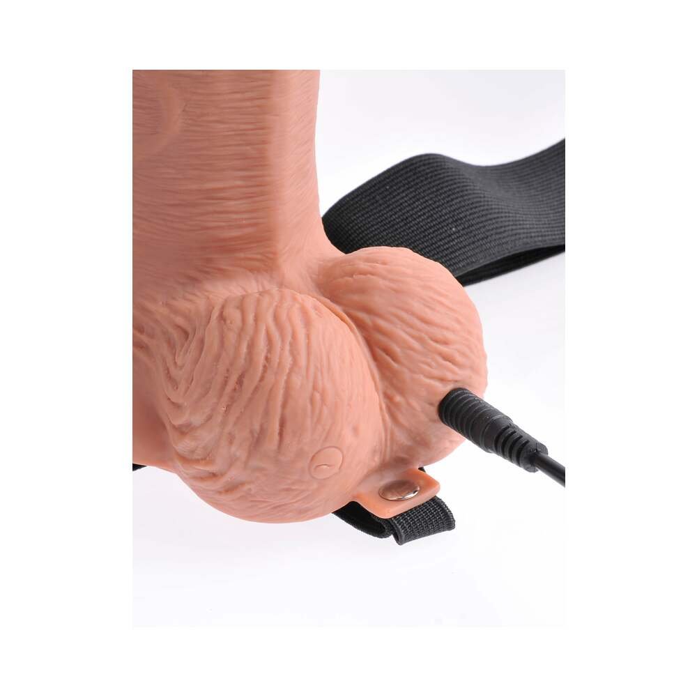 Fetish Fantasy Series Vibrating 10 in. Hollow Strap-On With Balls Tan/Black - Image 6