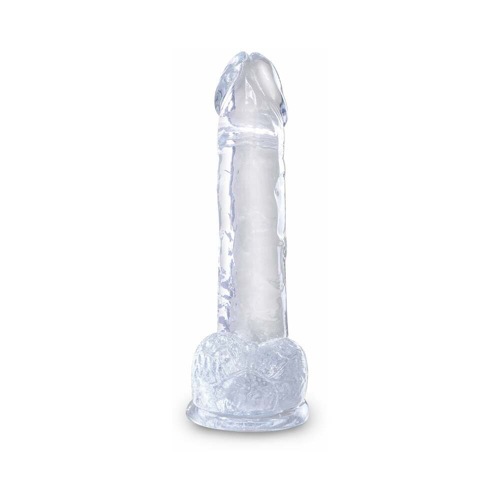 King Cock Clear 7 in. Cock With Balls Realistic Suction Cup Dildo - Image 3