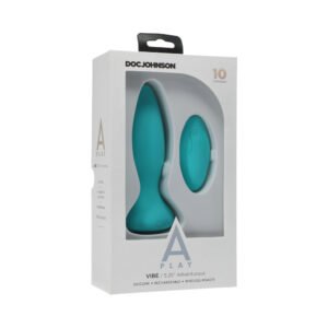 A-Play Vibe Adventurous Rechargeable Silicone Anal Plug with Remote Teal