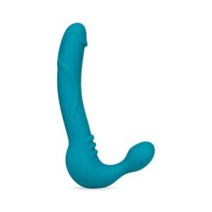 Alternative view of Temptasia Luna 9 in. Silicone Strapless Strap-On Dildo with Rechargeable Bullet Vibrator Teal