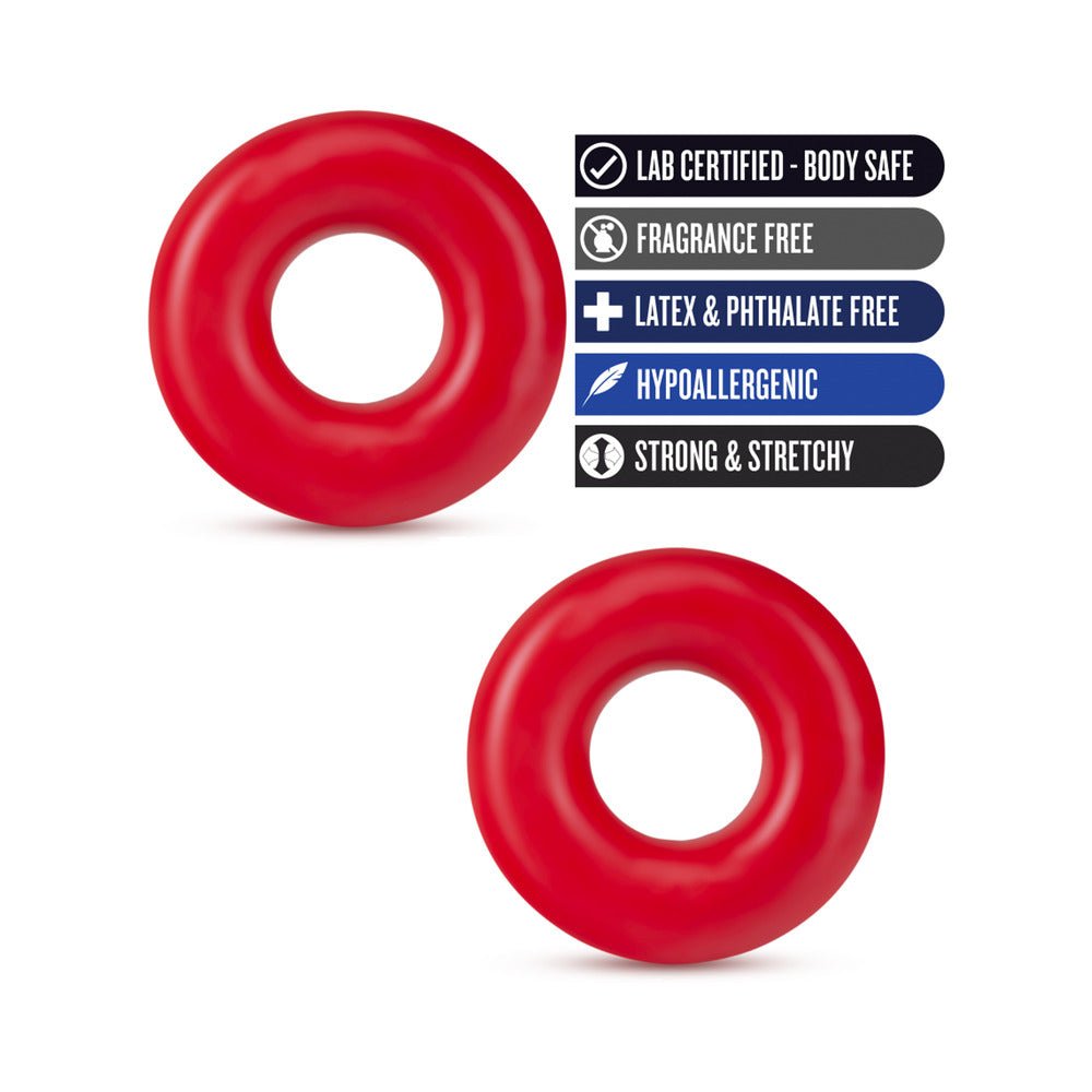 Stay Hard Donut Rings Oversized Cockring 2-Pack Red - Image 4