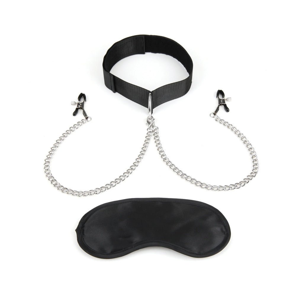 Lux Fetish Collar & Nipple Clamps with Adjustable Pressure - Image 2