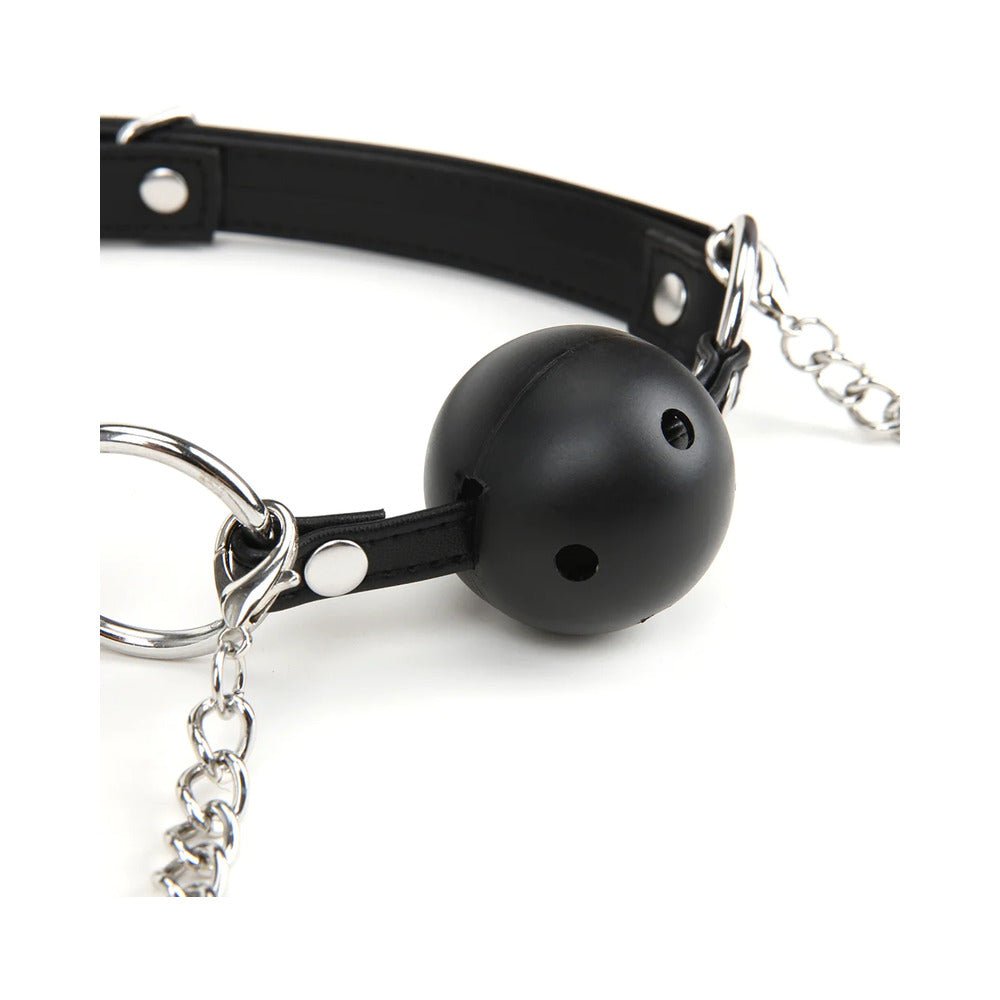 Lux Fetish Breathable Ball Gag with Adjustable Pressure Nipple Clamps - Image 4