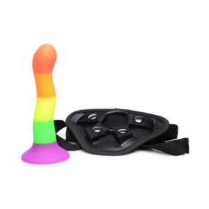 Alternative view of Strap U Proud Rainbow Silicone Dildo with Harness
