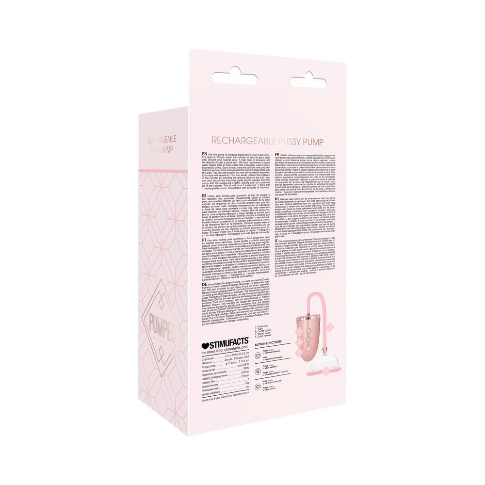 Pumped Rechargeable 3-Speed Pussy Pump Pink - Image 9