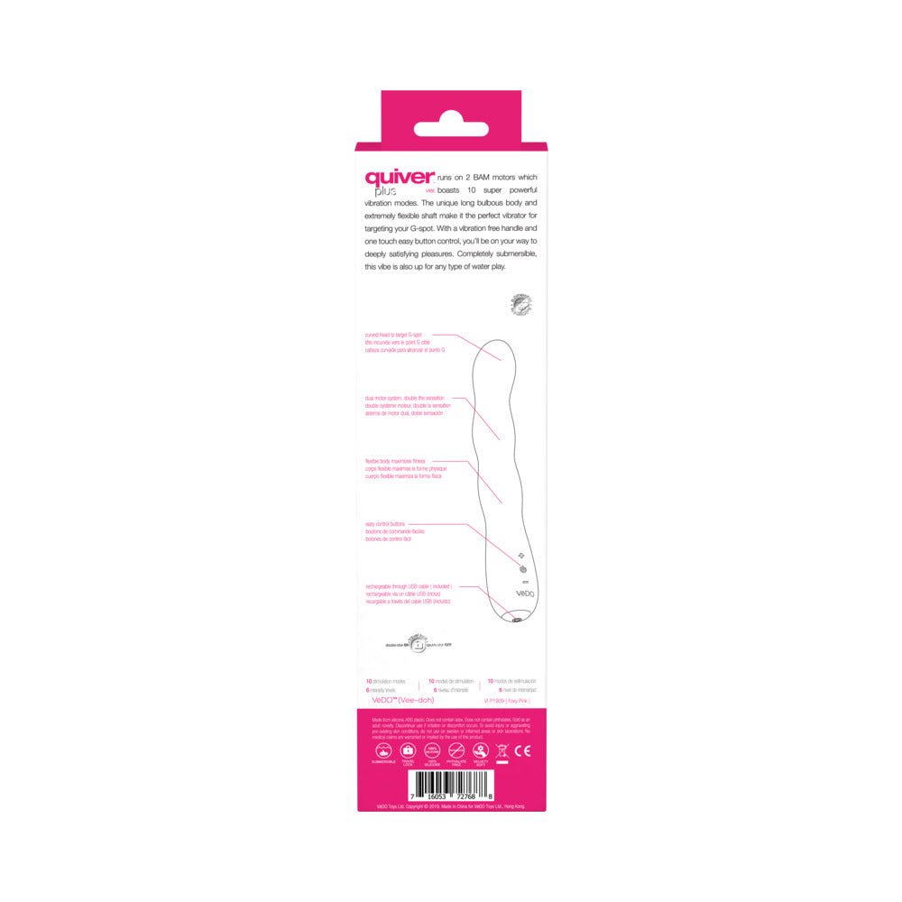 VeDO Quiver Plus Rechargeable Vibe Foxy Pink - Image 8