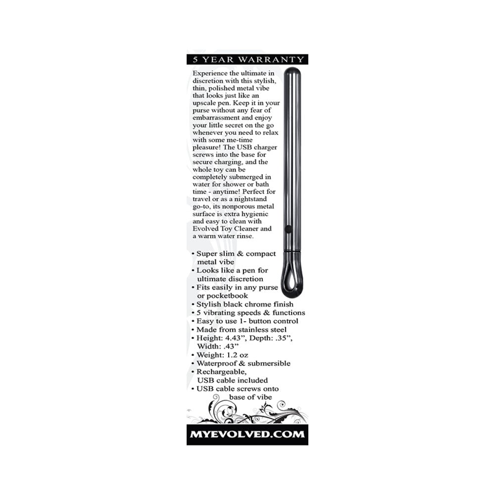 Evolved Pen Pal Rechargeable Metal Pen Vibrator Chrome - Image 9