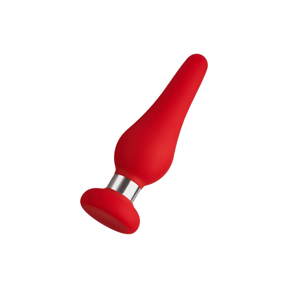 Forto F-21 Tear Drop Silicone Anal Plug Small Red - Image 3
