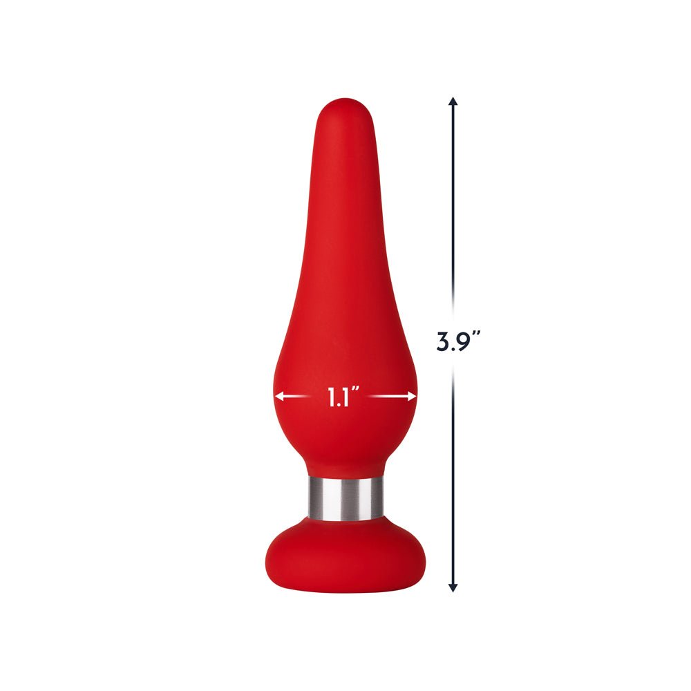 Forto F-21 Tear Drop Silicone Anal Plug Small Red - Image 4