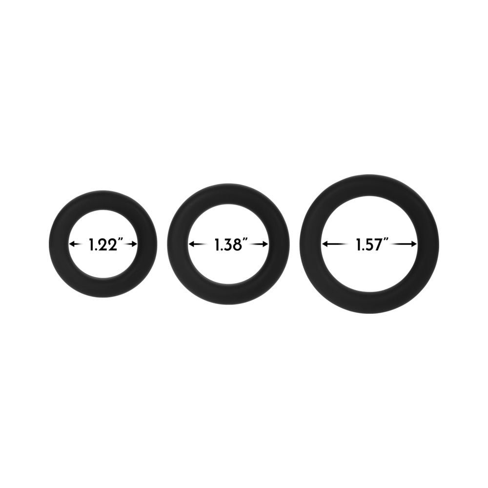 Forto F-61 3-Piece Silicone Cockring Set Black - Image 5