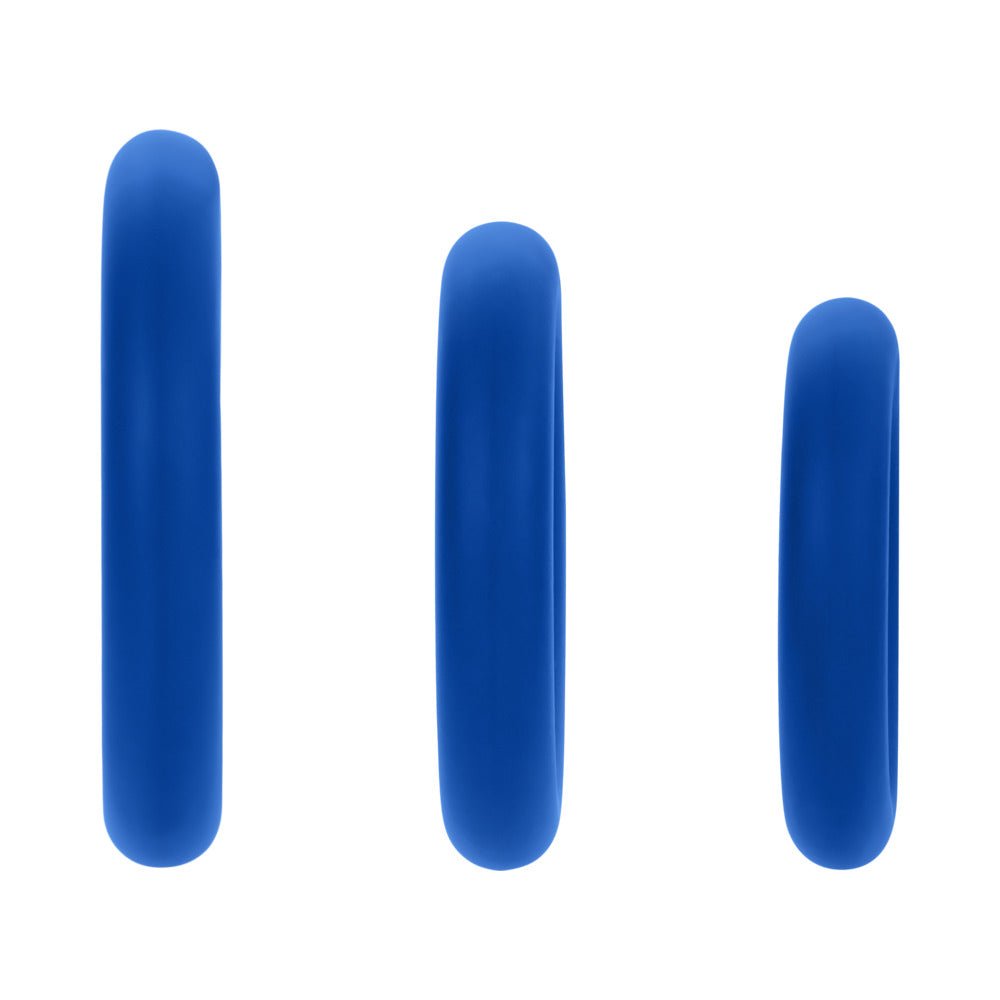 Forto F-61 3-Piece Silicone Cockring Set Blue - Image 4