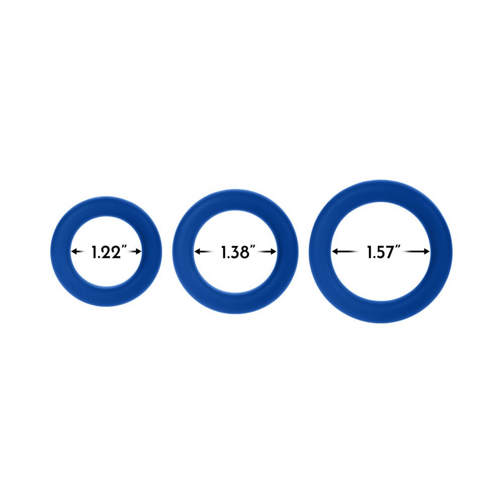 Forto F-61 3-Piece Silicone Cockring Set Blue - Image 5