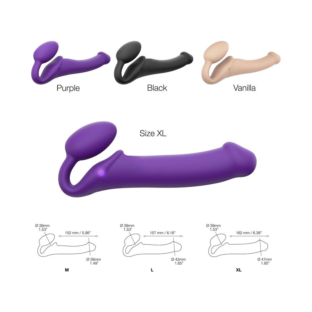 Strap-On-Me Rechargeable Remote-Controlled Silicone Vibrating Bendable Strap-On Purple XL - Image 5