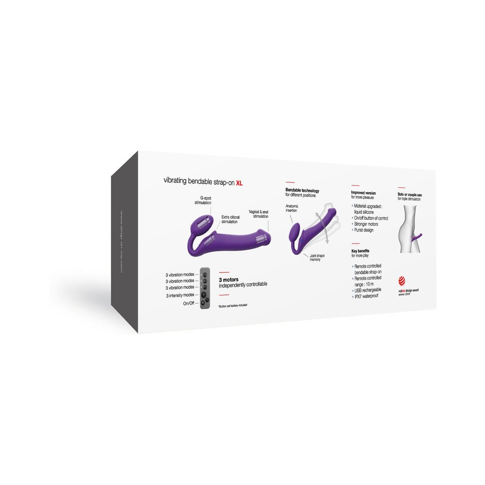 Strap-On-Me Rechargeable Remote-Controlled Silicone Vibrating Bendable Strap-On Purple XL - Image 7