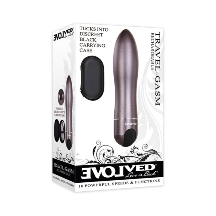 Evolved Travel-Gasm Rechargeable Metal Bullet Vibrator With Carrying Case Gunmetal