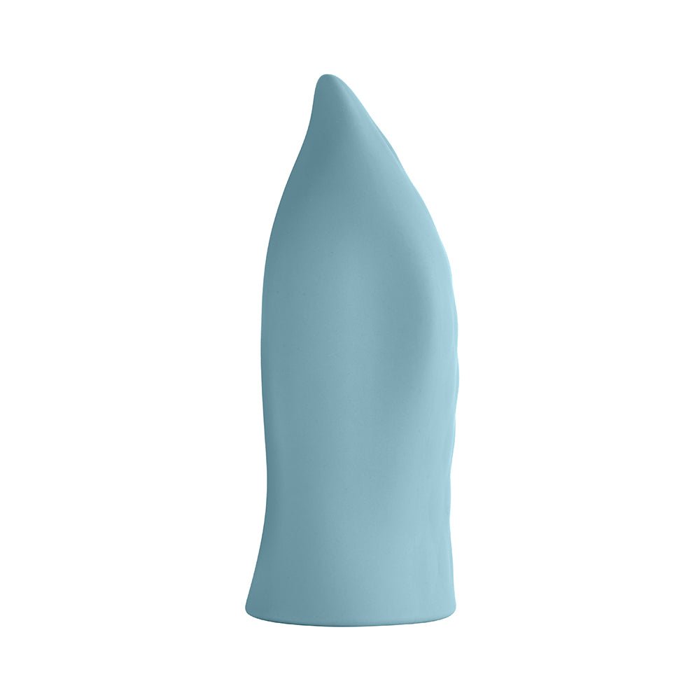FemmeFunn Versa T Sleeve Textured Silicone Tongue-Shaped Bullet Sheath Light Blue - Image 4