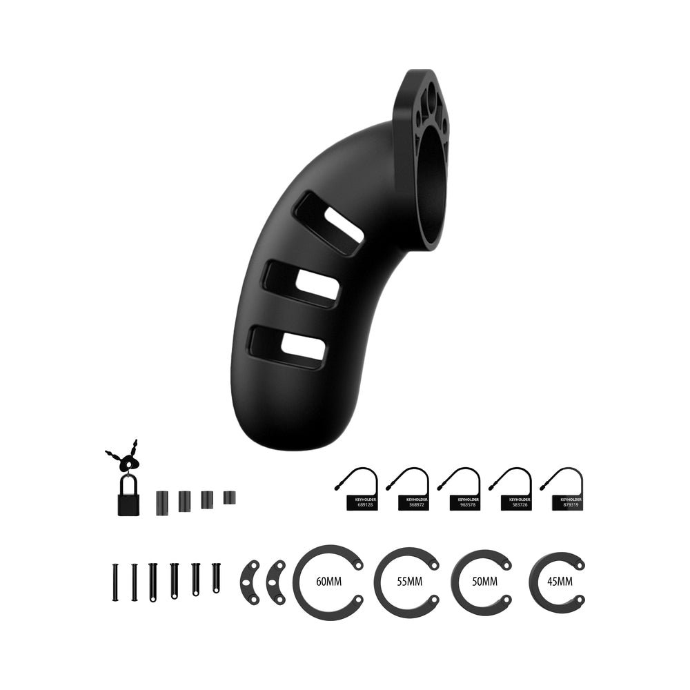 Shots ManCage Model 21 Adjustable 4.5 in. Silicone Chastity Cock Cage Black - Image 4