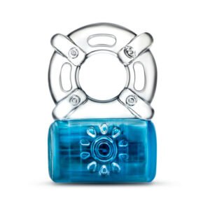 Alternative view of Play with Me Pleaser Rechargeable Vibrating C-Ring Blue