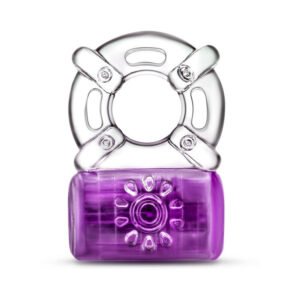 Alternative view of Play with Me Pleaser Rechargeable Vibrating C-Ring Purple