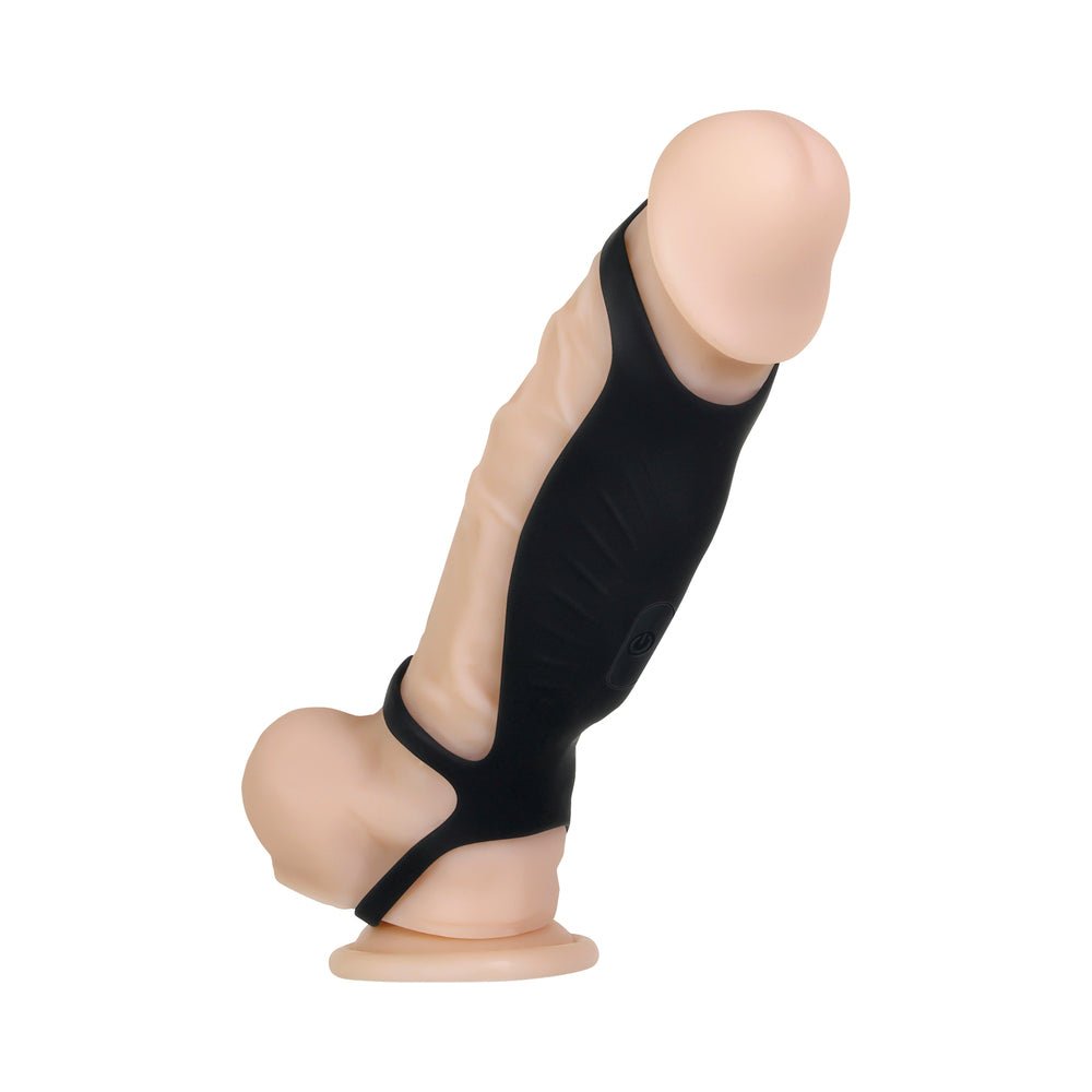 Gender X Rocketeer Rechargeable Triple-Ring Vibrating Silicone Penis Sheath Black - Image 6