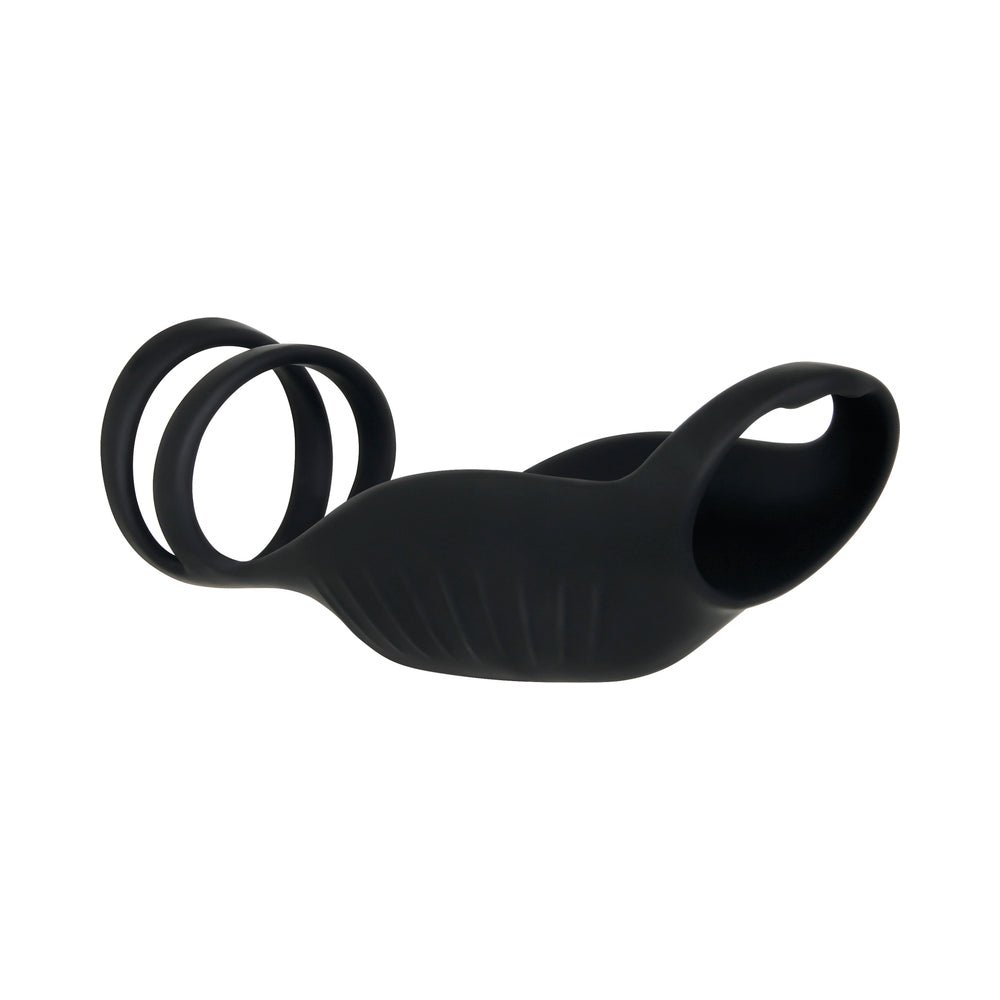 Gender X Rocketeer Rechargeable Triple-Ring Vibrating Silicone Penis Sheath Black - Image 7
