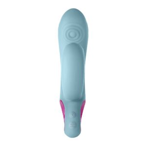 FemmeFunn Cora Rechargeable Silicone Thumping Dual Stimulation Vibrator Light Blue - Image 3