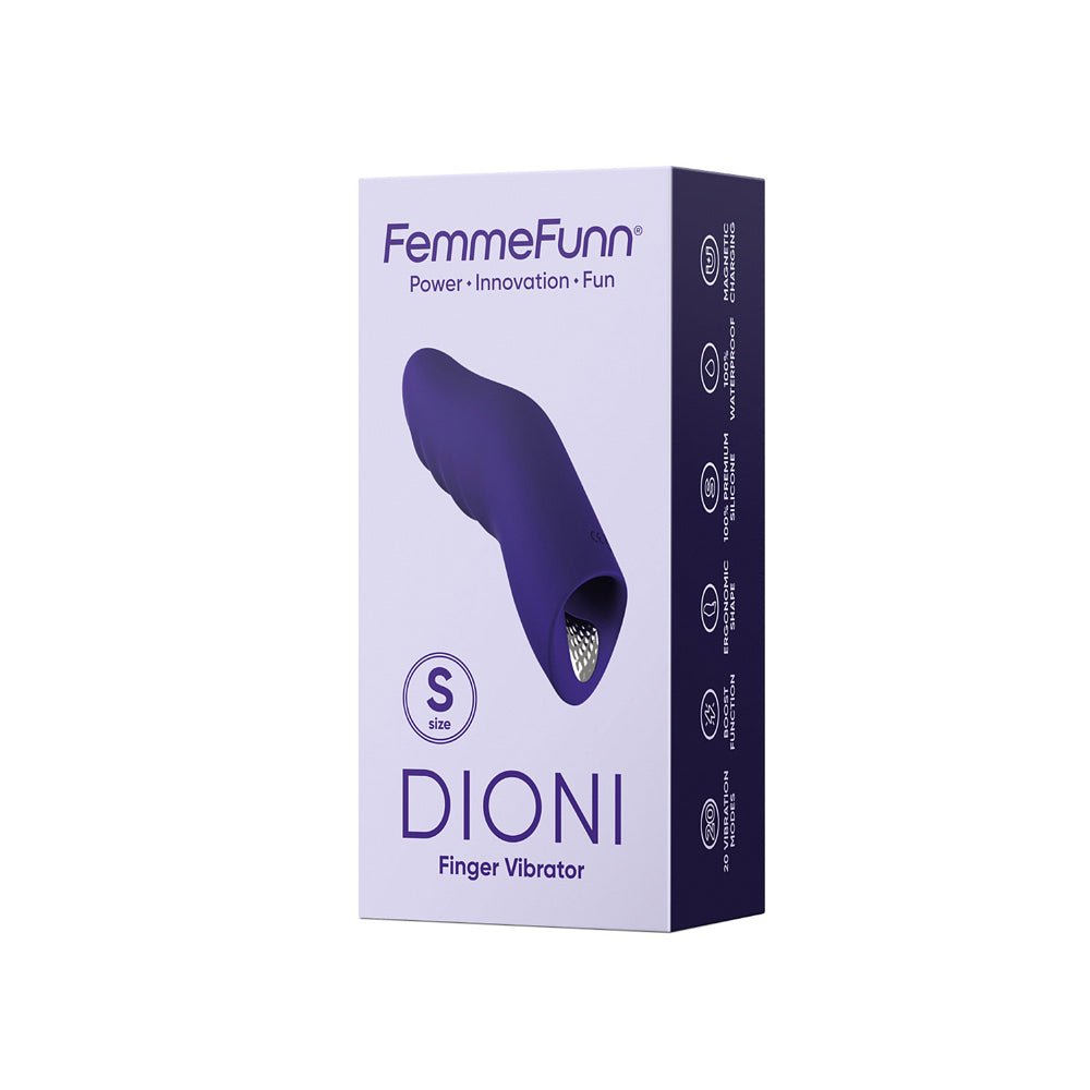 FemmeFunn Dioni Rechargeable Silicone Finger Vibrator Large Dark Purple - Image 5