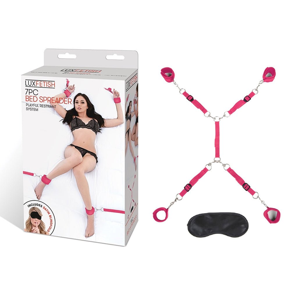 Lux Fetish 7-Piece Bed Spreader Playful Restraint System Hot Pink - Image 2