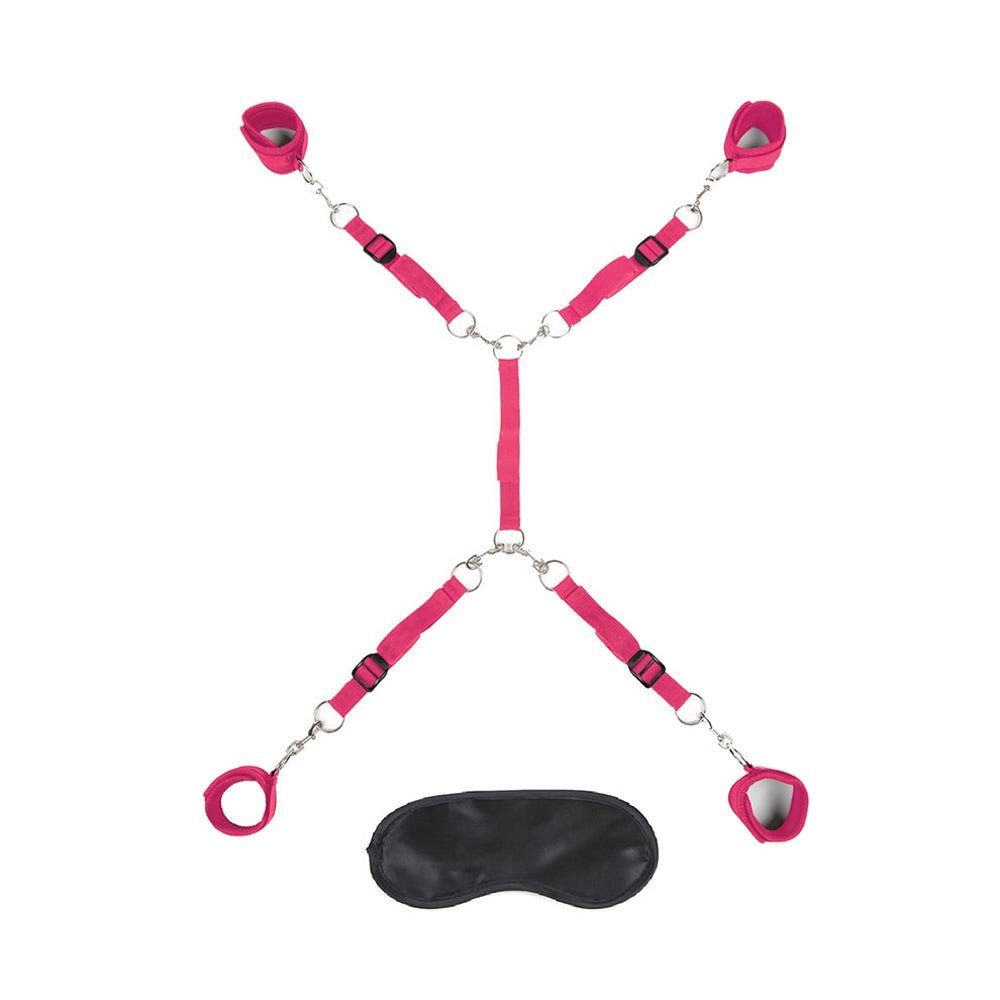 Lux Fetish 7-Piece Bed Spreader Playful Restraint System Hot Pink - Image 3