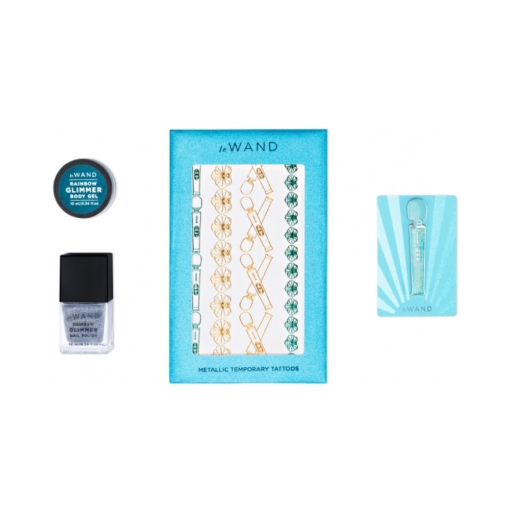Le Wand All That Glimmers Petite Rechargeable Vibrating Massager Special Edition Set Light Blue - Image 7