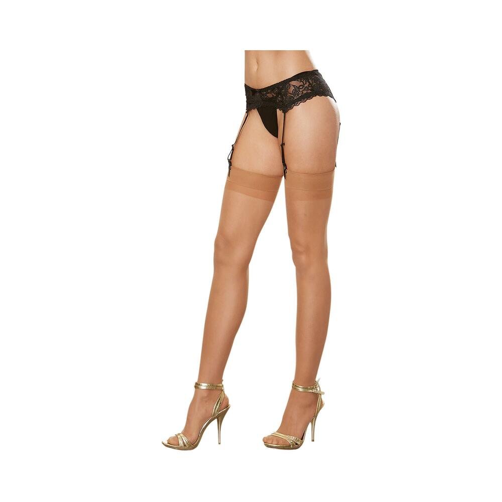 Dreamgirl Sheer Thigh-High Stockings With Plain Top and Back Seam Nude OS - Image 2