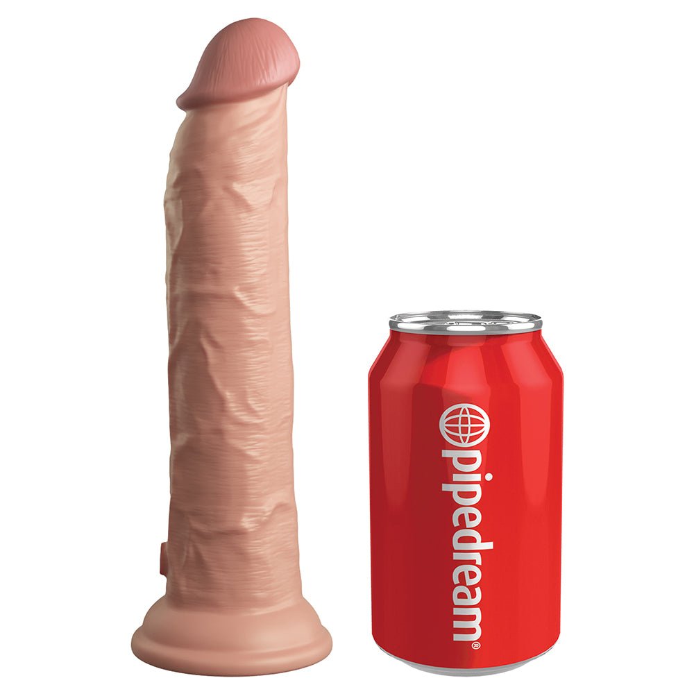 King Cock Elite 9 in. Vibrating Dual Density Silicone Realistic Dildo Beige - Image 6