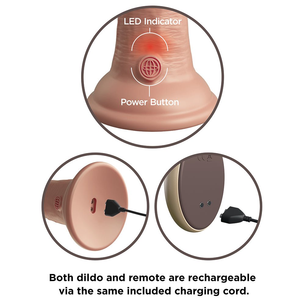 King Cock Elite 9 in. Vibrating Dual Density Silicone Realistic Dildo Beige - Image 8