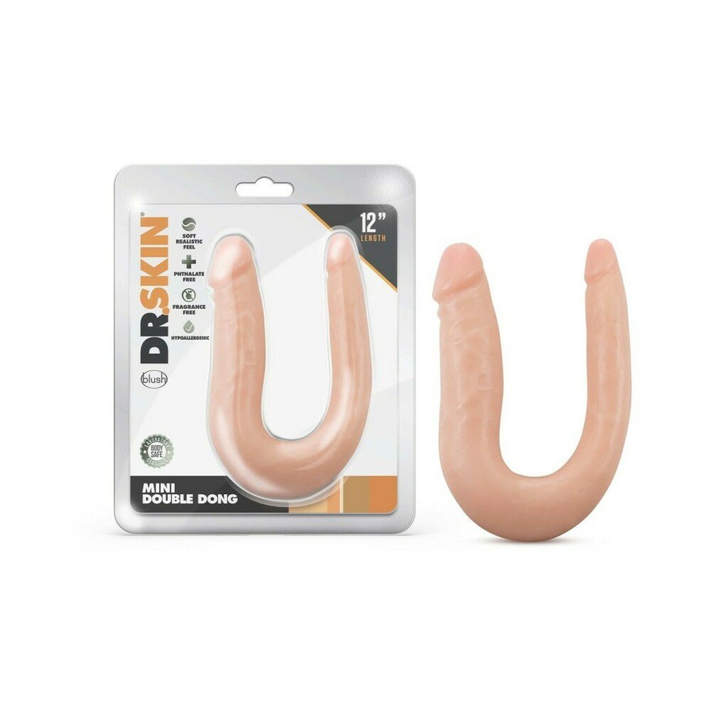 Dr. Skin Mini Double Dong Realistic 12 in. Dual-Ended Dildo Beige