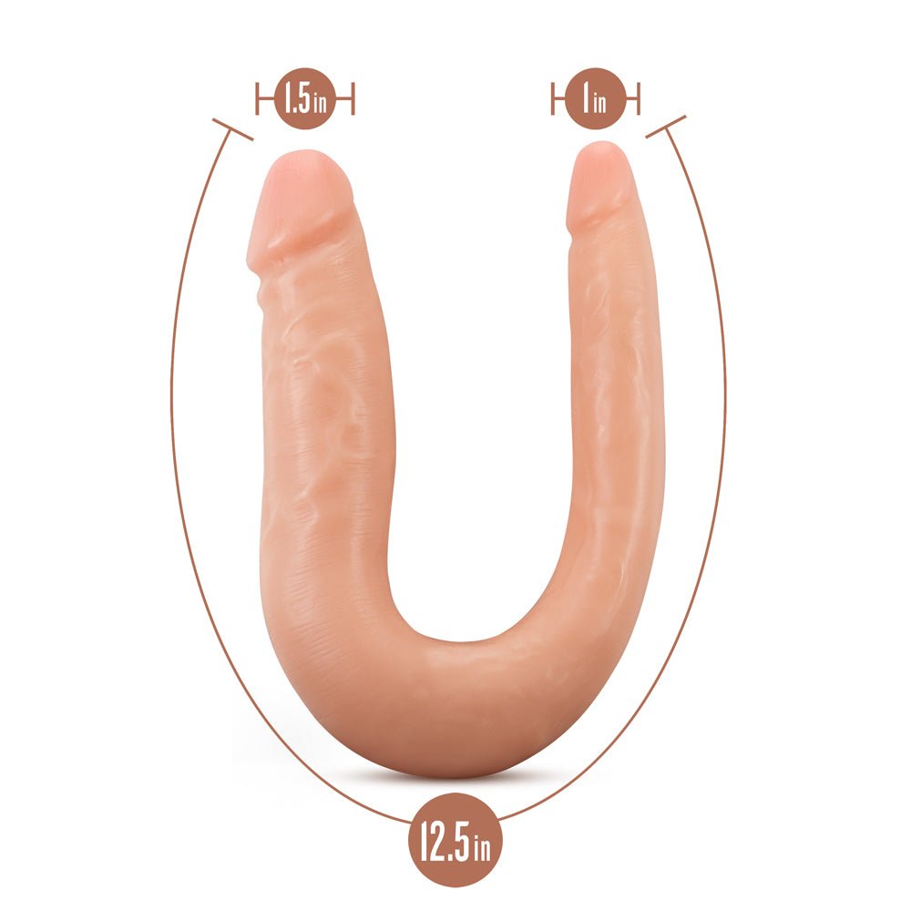 Dr. Skin Mini Double Dong Realistic 12 in. Dual-Ended Dildo Beige - Image 4