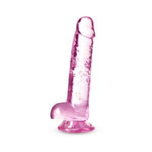 Alternative view of Naturally Yours Crystalline 7 in. Dildo with Balls Rose