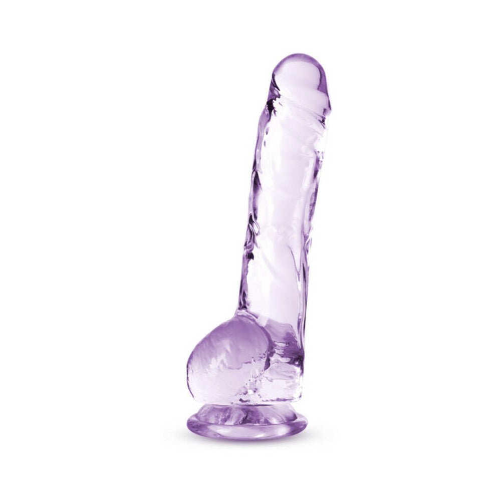 Naturally Yours Crystalline 8 in. Dildo with Balls Amethyst - Image 2