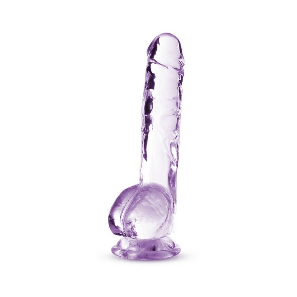 Naturally Yours Crystalline 8 in. Dildo with Balls Amethyst - Image 3