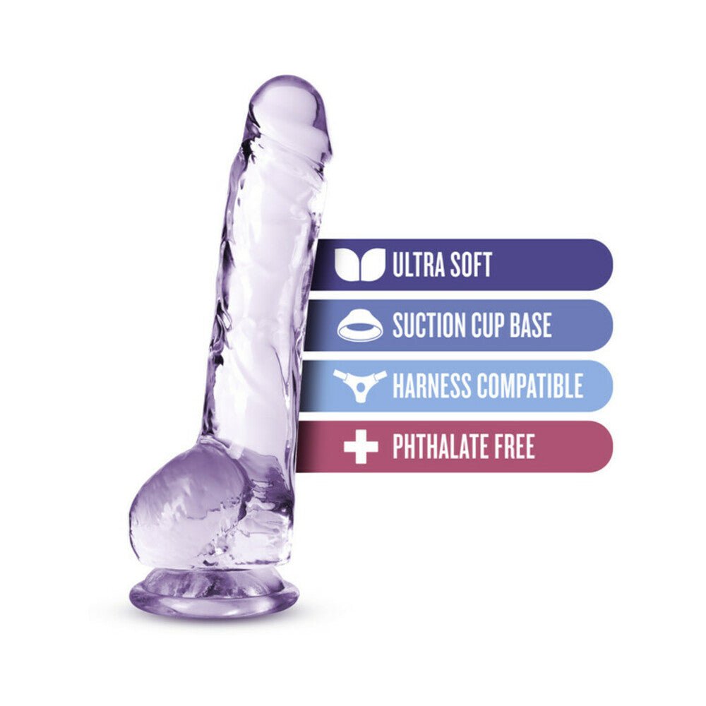 Naturally Yours Crystalline 8 in. Dildo with Balls Amethyst - Image 4