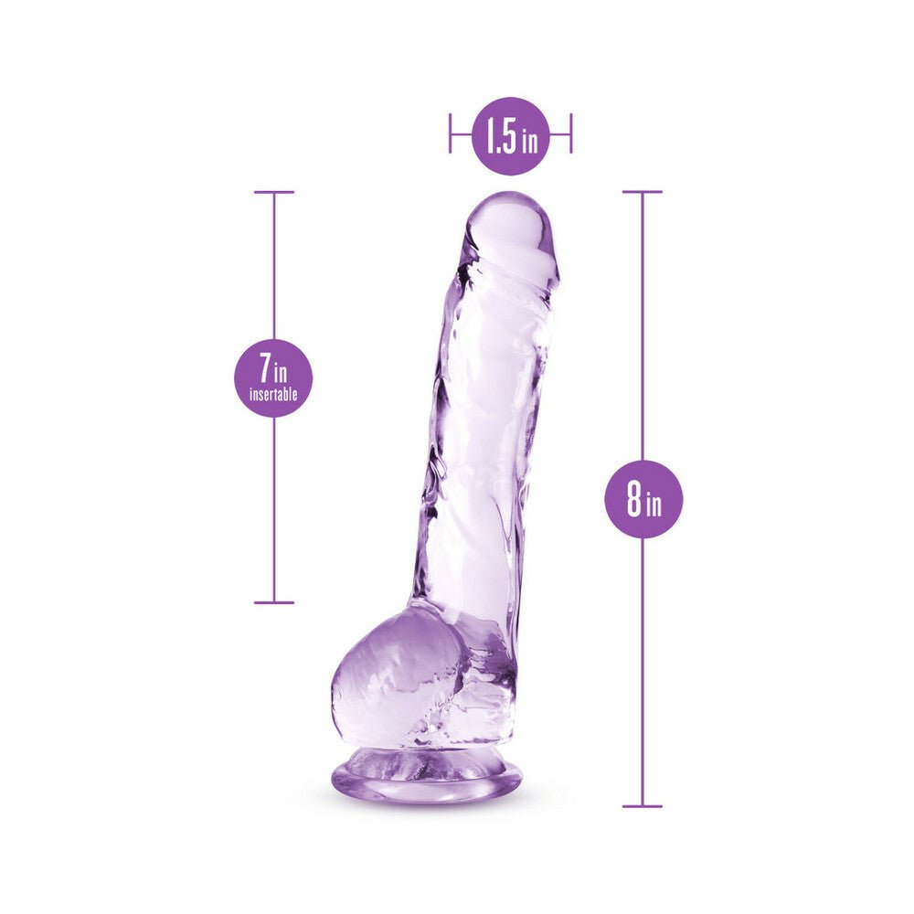Naturally Yours Crystalline 8 in. Dildo with Balls Amethyst - Image 6