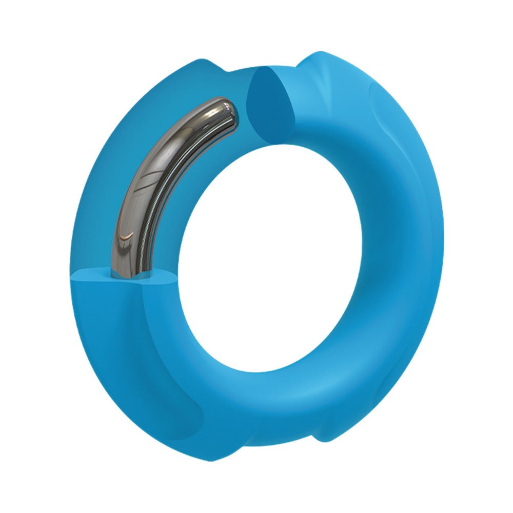 OptiMALE FlexiSteel Silicone, Metal Core Cock Ring 35 mm Blue - Image 5