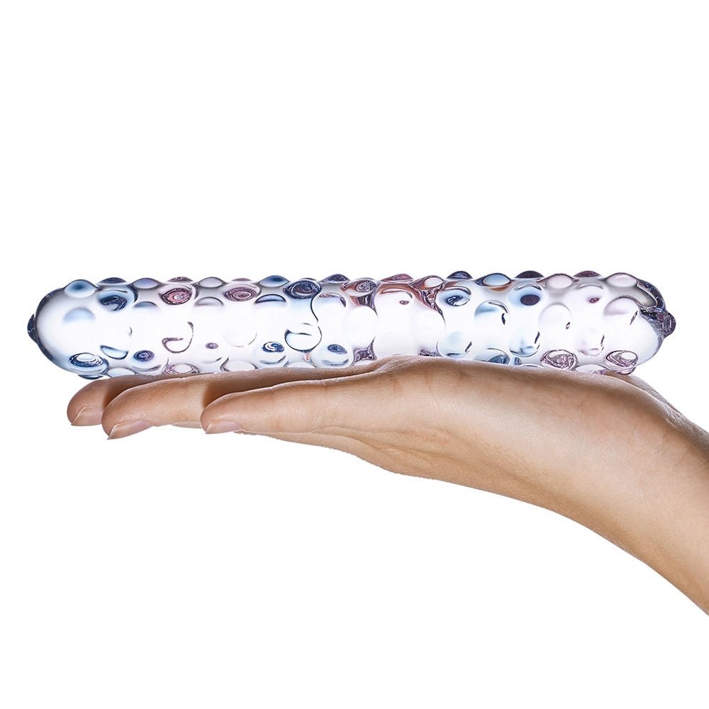 Glas 9 in. Purple Rose Nubby Glass Dildo - Image 6