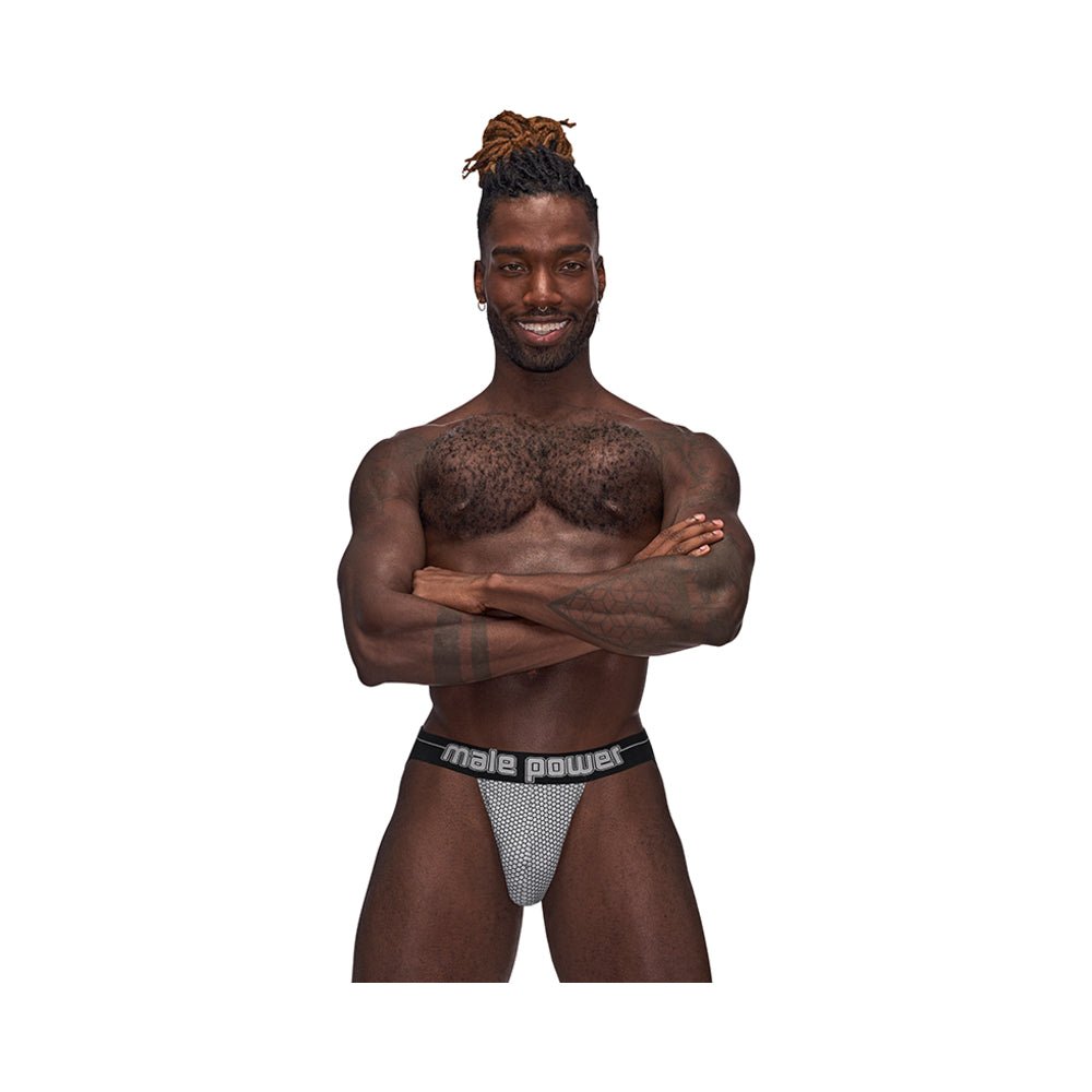 Male Power Sexagon Strappy Ring Jock Gray L/XL