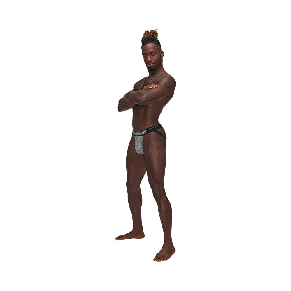 Male Power Sexagon Strappy Ring Jock Gray L/XL - Image 3