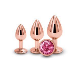 Alternative view of Rear Assets 3-Piece Metal Plug Kit Rose Gold/Pink