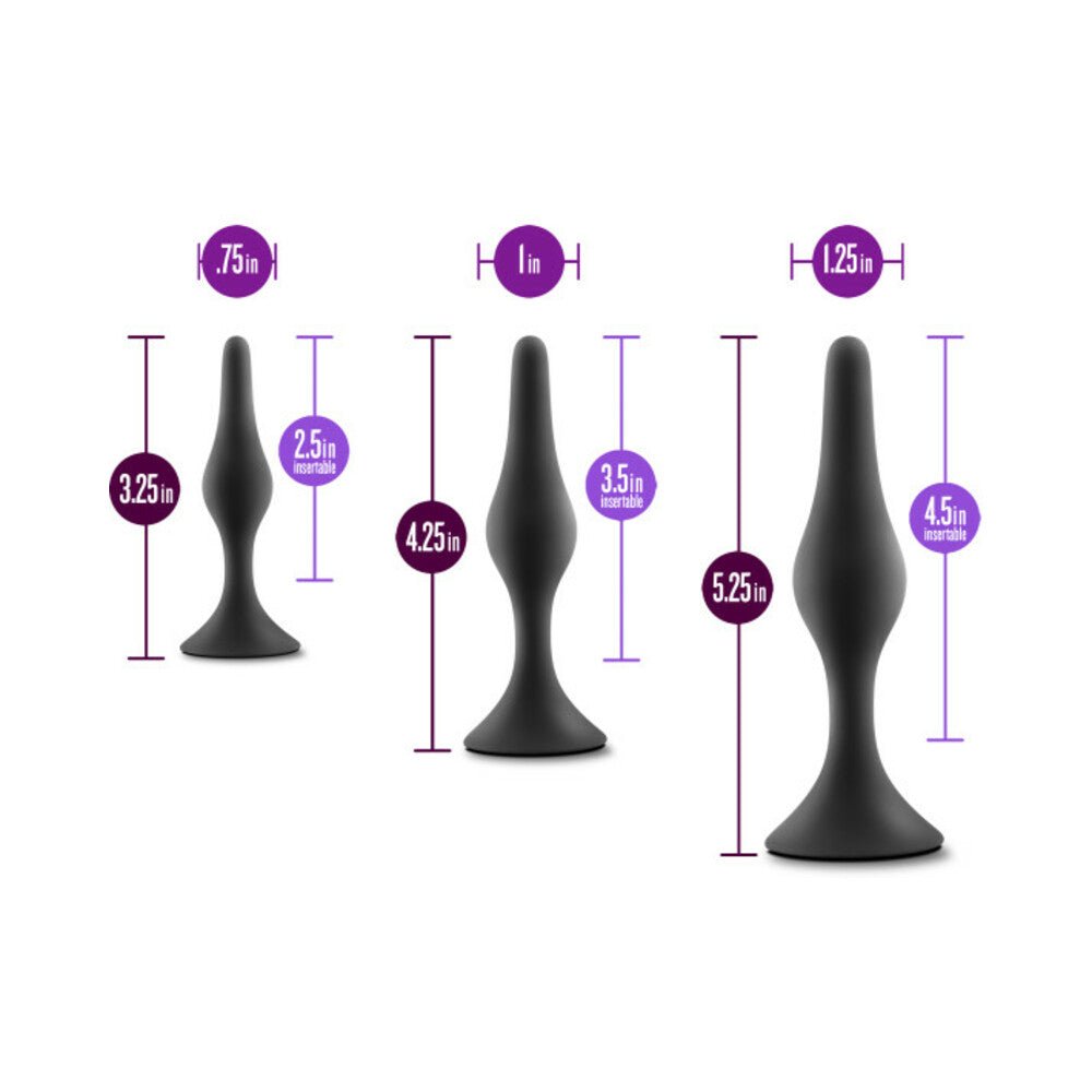 Anal Adventures Platinum Silicone 3-Piece Beginner Plug Kit Black - Image 4